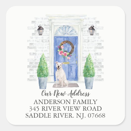 American Staffordshire Terrier Door Address Label Quadratischer Aufkleber (Vorderseite)