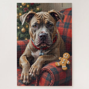 American Staffordshire Terrier Gemütliches Weihnac Puzzle