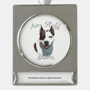 American Staffordshire Terrier Mama 2 Banner-Ornament Silber