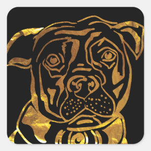 AMERICAN STAFFORDSHIRE TERRIER QUADRATISCHER AUFKLEBER