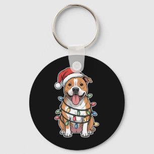American Staffordshire Terrier ummantelt in Christ Schlüsselanhänger