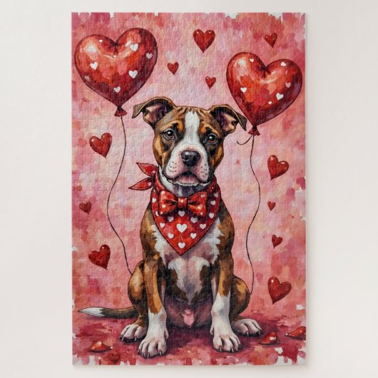 American Staffordshire Terrier Valentine Dog Art Puzzle (Vertikal)