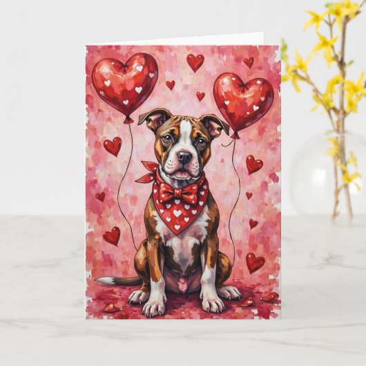 American Staffordshire Terrier Valentine’s Day Dog Karte (Gelbe Blume)