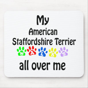 American Staffordshire Terrier Walks Design Mousepad