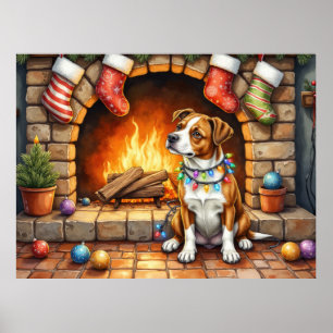 American Staffordshire Terrier Weihnachtsbeleuchtu Poster