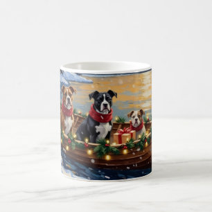 American Staffordshire Terrier Weihnachtsboot Kaffeetasse