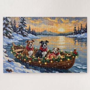 American Staffordshire Terrier Weihnachtsboot Puzzle