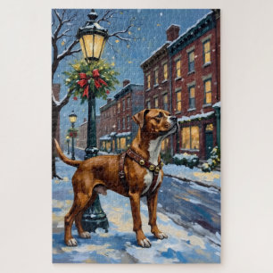 American Staffordshire Terrier Weihnachtsstadt Puzzle