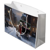 American Staffordshire Weihnachtsfeiertage Große Geschenktüte (Rückseite Schrägansicht)