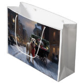 American Staffordshire Weihnachtsfeiertage Große Geschenktüte (Vorderseite Schrägansicht)