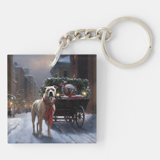 American Staffordshire Weihnachtsfeiertage Schlüsselanhänger (Rückseite)