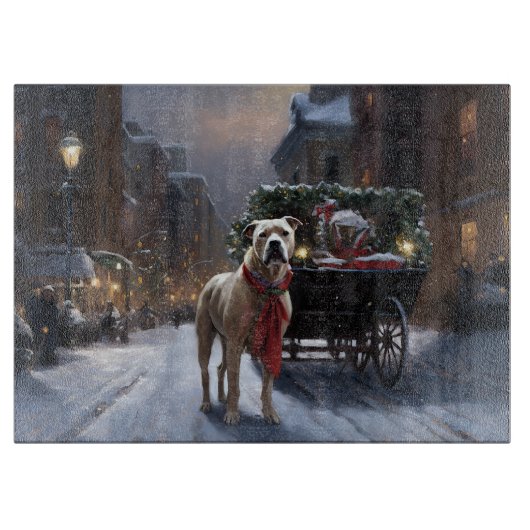 American Staffordshire Weihnachtsfeiertage Schneidebrett (Vorderseite)