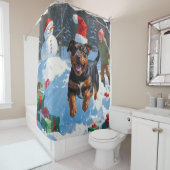 American Staffordshire Weihnachtsschnee Duschvorhang (Beispiel)