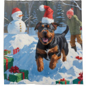 American Staffordshire Weihnachtsschnee Duschvorhang (Vorderseite)