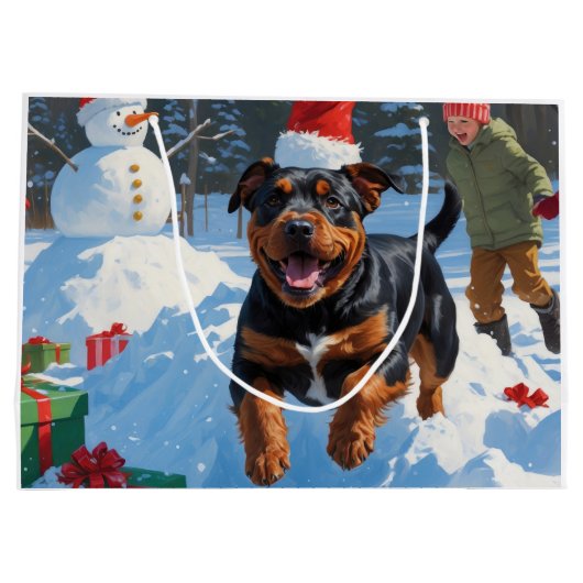American Staffordshire Weihnachtsschnee Große Geschenktüte (Rückseite)