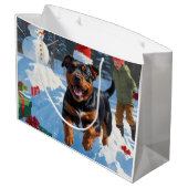 American Staffordshire Weihnachtsschnee Große Geschenktüte (Rückseite Schrägansicht)