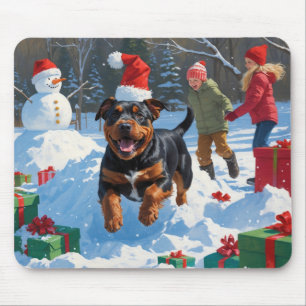 American Staffordshire Weihnachtsschnee Mousepad
