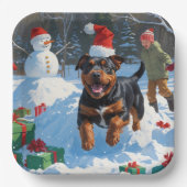 American Staffordshire Weihnachtsschnee Pappteller (Vorderseite)