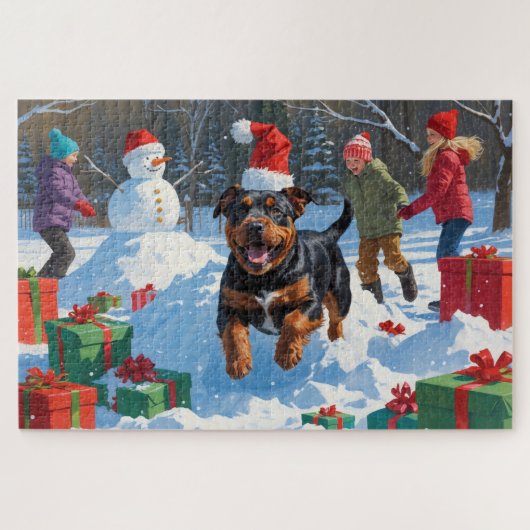 American Staffordshire Weihnachtsschnee Puzzle (Horizontal)