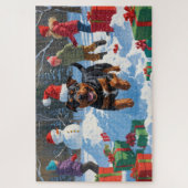 American Staffordshire Weihnachtsschnee Puzzle (Vertikal)