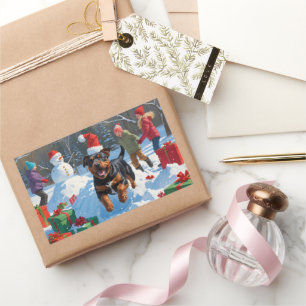 American Staffordshire Weihnachtsschnee Rechteckiger Aufkleber