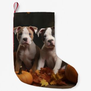American Staffordshire Welpe Herbstfreude Kleiner Weihnachtsstrumpf