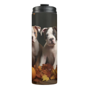 American Staffordshire Welpe Herbstfreude Thermosbecher