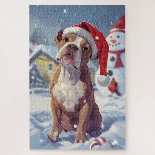American Staffordshire Winter Wonderland Weihnacht Puzzle