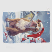 American Staffordshire Winter Wunderland Weihnacht Golfhandtuch (Horizontal)