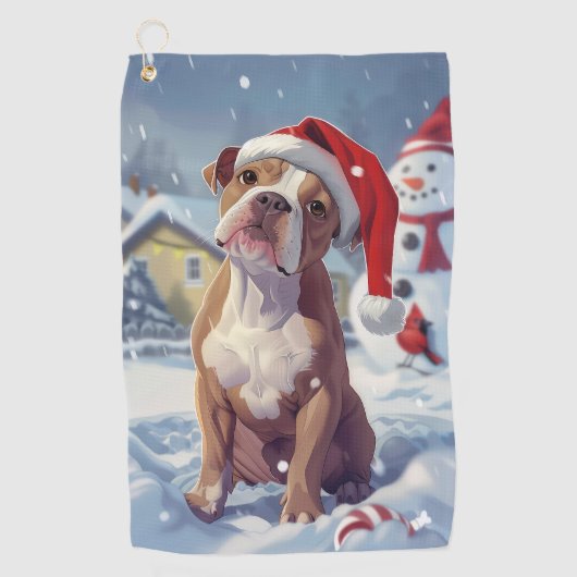 American Staffordshire Winter Wunderland Weihnacht Golfhandtuch (Vorderseite)