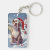 American Staffordshire Winter Wunderland Weihnacht Schlüsselanhänger (Rückseite)
