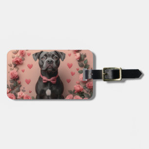 American Staffordshire with Rose - Valentinstag Gepäckanhänger