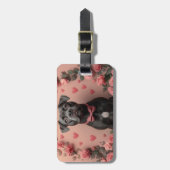 American Staffordshire with Rose - Valentinstag Gepäckanhänger (Vorderseite vertikal)