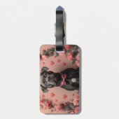 American Staffordshire with Rose - Valentinstag Gepäckanhänger (Rückseite vertikal)