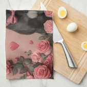 American Staffordshire with Rose - Valentinstag Geschirrtuch (Viertel Falte)