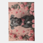 American Staffordshire with Rose - Valentinstag Geschirrtuch (Vertikal)