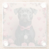 American Staffordshire with Rose - Valentinstag Glasuntersetzer (Rückseite)