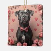 American Staffordshire with Rose - Valentinstag Keramikornament (Links)
