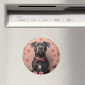 American Staffordshire with Rose - Valentinstag Magnet (In Situ (Geschirrspüler))