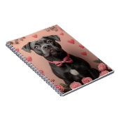 American Staffordshire with Rose - Valentinstag Notizblock (Rechte Seite)