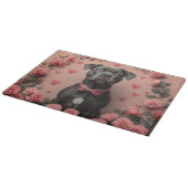 American Staffordshire with Rose - Valentinstag Schneidebrett (Ecke)