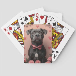 American Staffordshire with Rose - Valentinstag Spielkarten