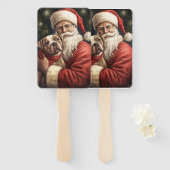 American Staffordshire with Santa Claus Christmas Fächer (Vorne und Hinten)