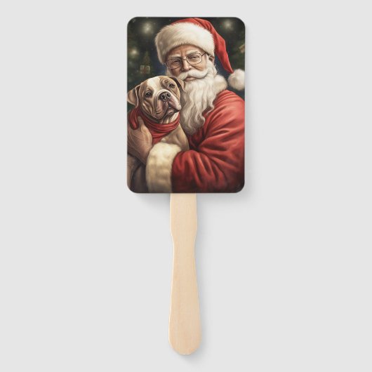 American Staffordshire with Santa Claus Christmas Fächer (Rückseite)