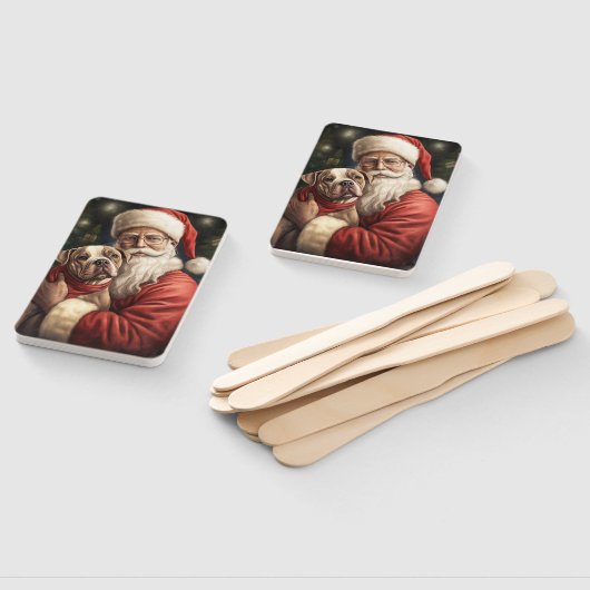 American Staffordshire with Santa Claus Christmas Fächer (Non-assembled)