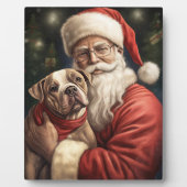 American Staffordshire with Santa Claus Christmas Fotoplatte (Vorderseite)