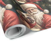 American Staffordshire with Santa Claus Christmas Geschenkpapier (Rolleneckpunkt)