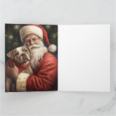 American Staffordshire with Santa Claus Christmas Karte (Innenseite)