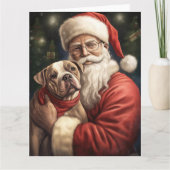 American Staffordshire with Santa Claus Christmas Karte (Vorderseite)