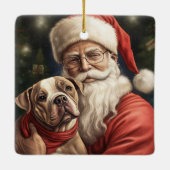 American Staffordshire with Santa Claus Christmas Keramikornament (Rückseite)